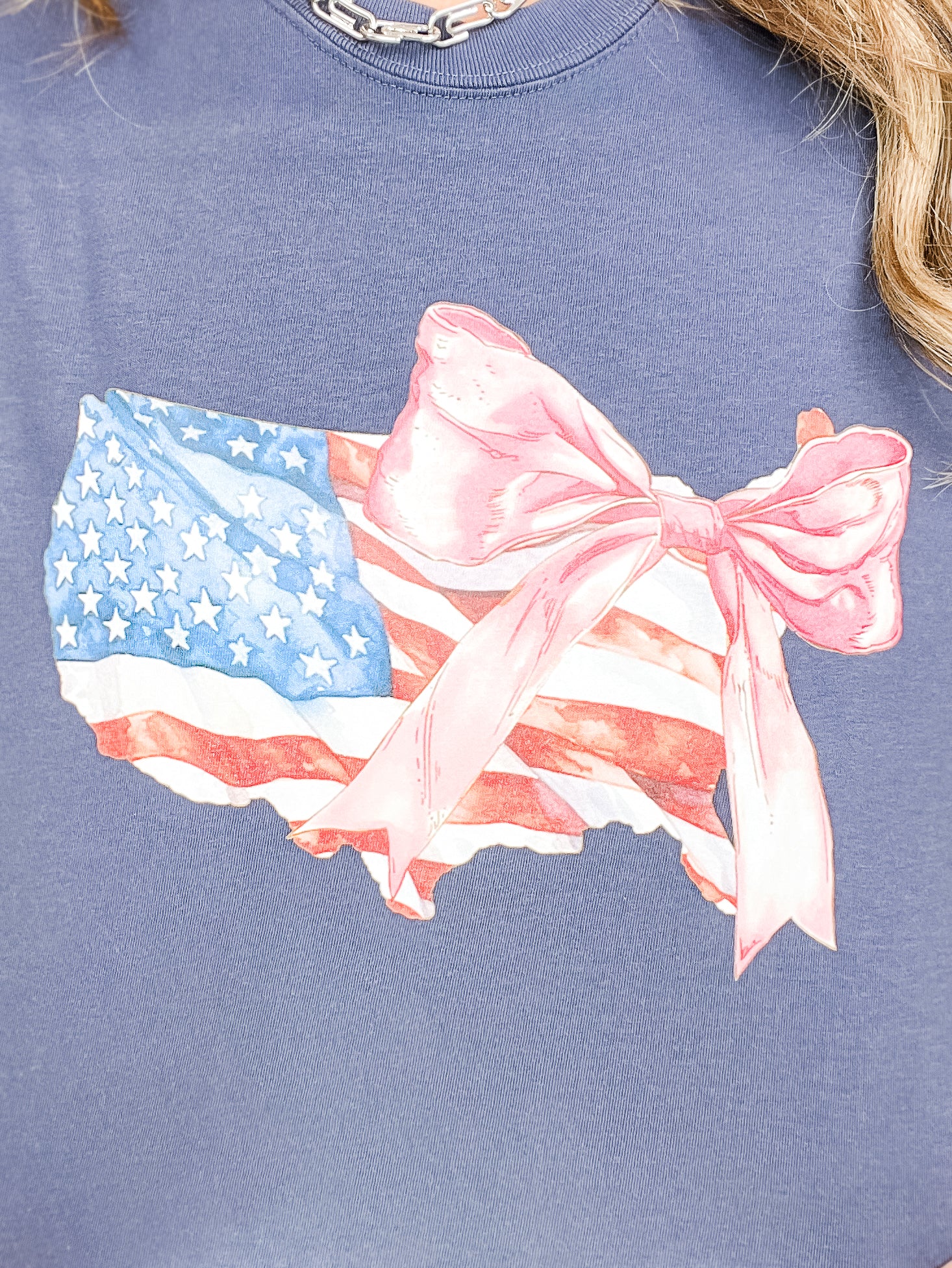 America The Beautiful With a Bow Graphic Tee