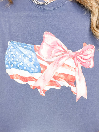 America The Beautiful With a Bow Graphic Tee