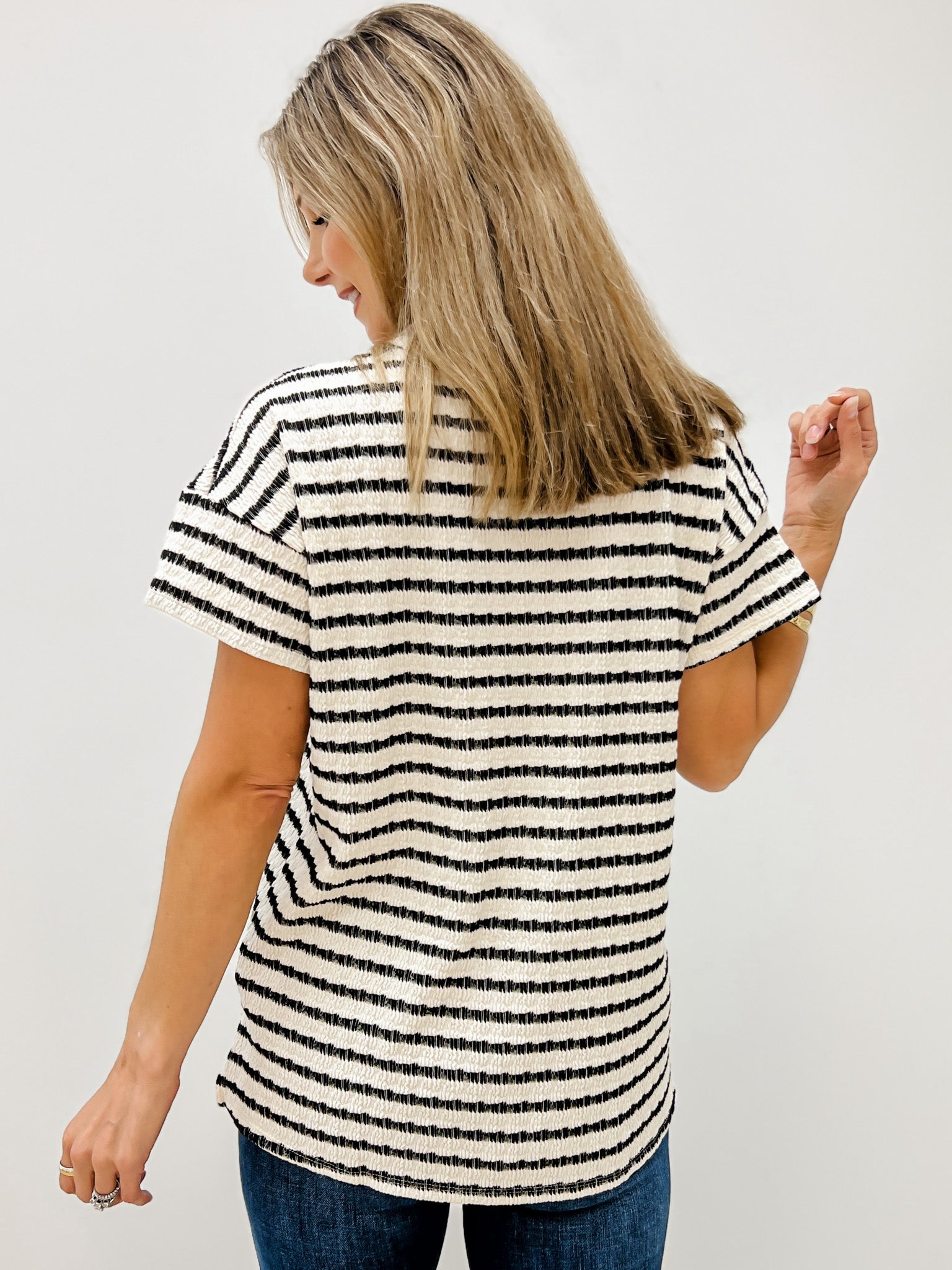 Natural Black Stripe Top