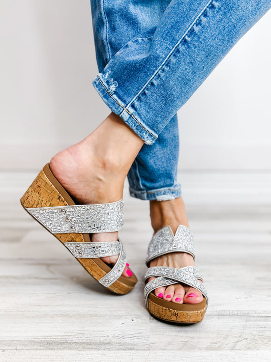 Corkys Sparkler Criss-Cross Wedges in Silver