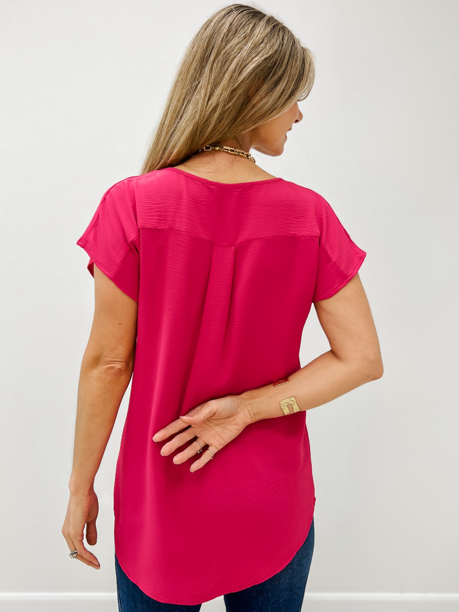 V Neck Top in Pink