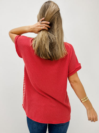 Red Short Sleeve Star Top