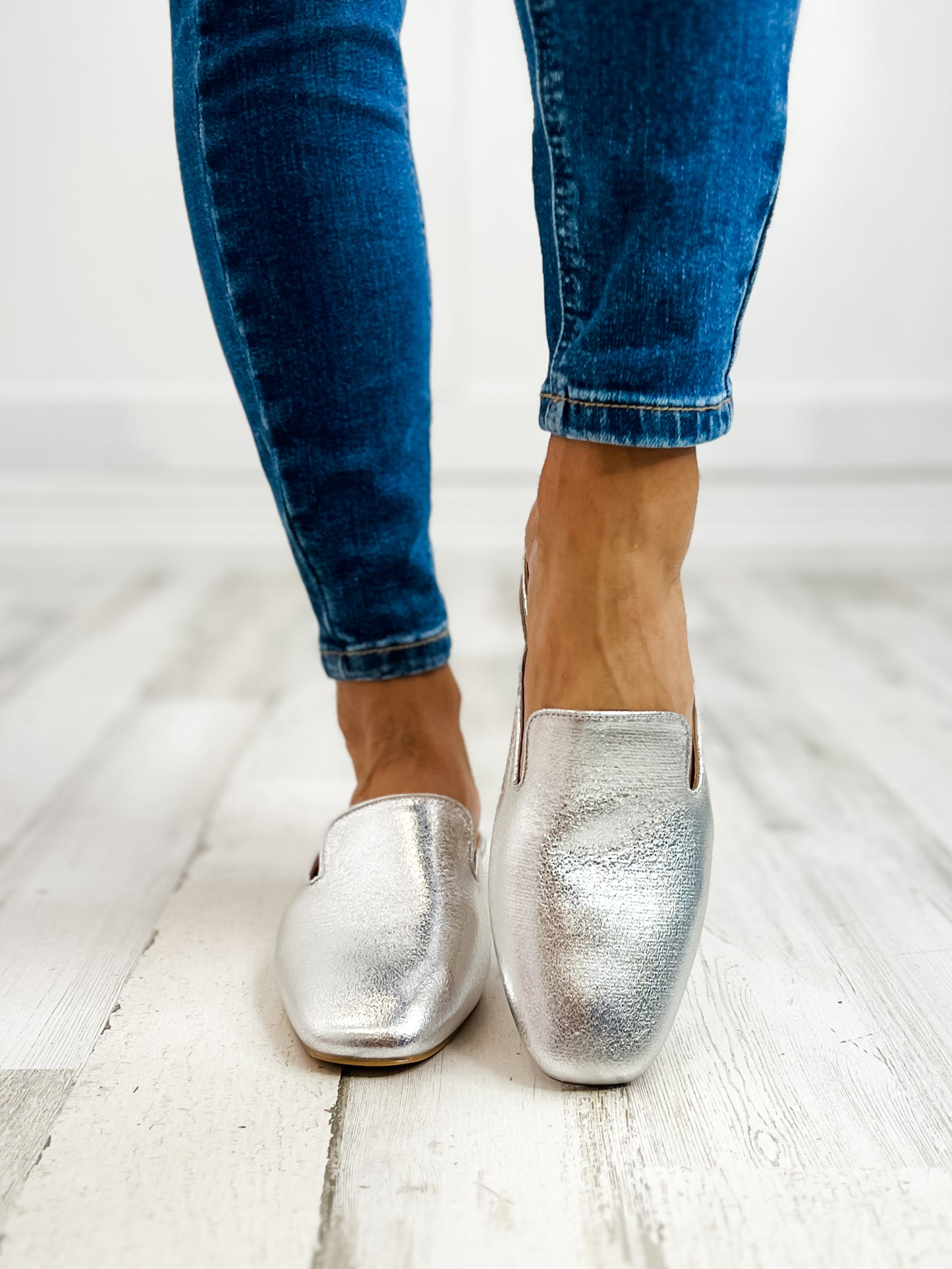 Corkys Spotlight Slip On Mule Shoes in Silver