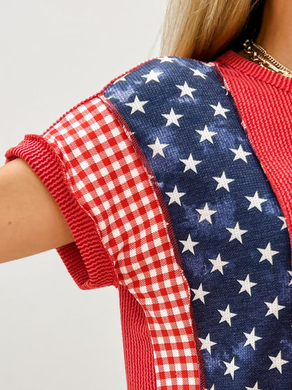 Red Short Sleeve Star Top