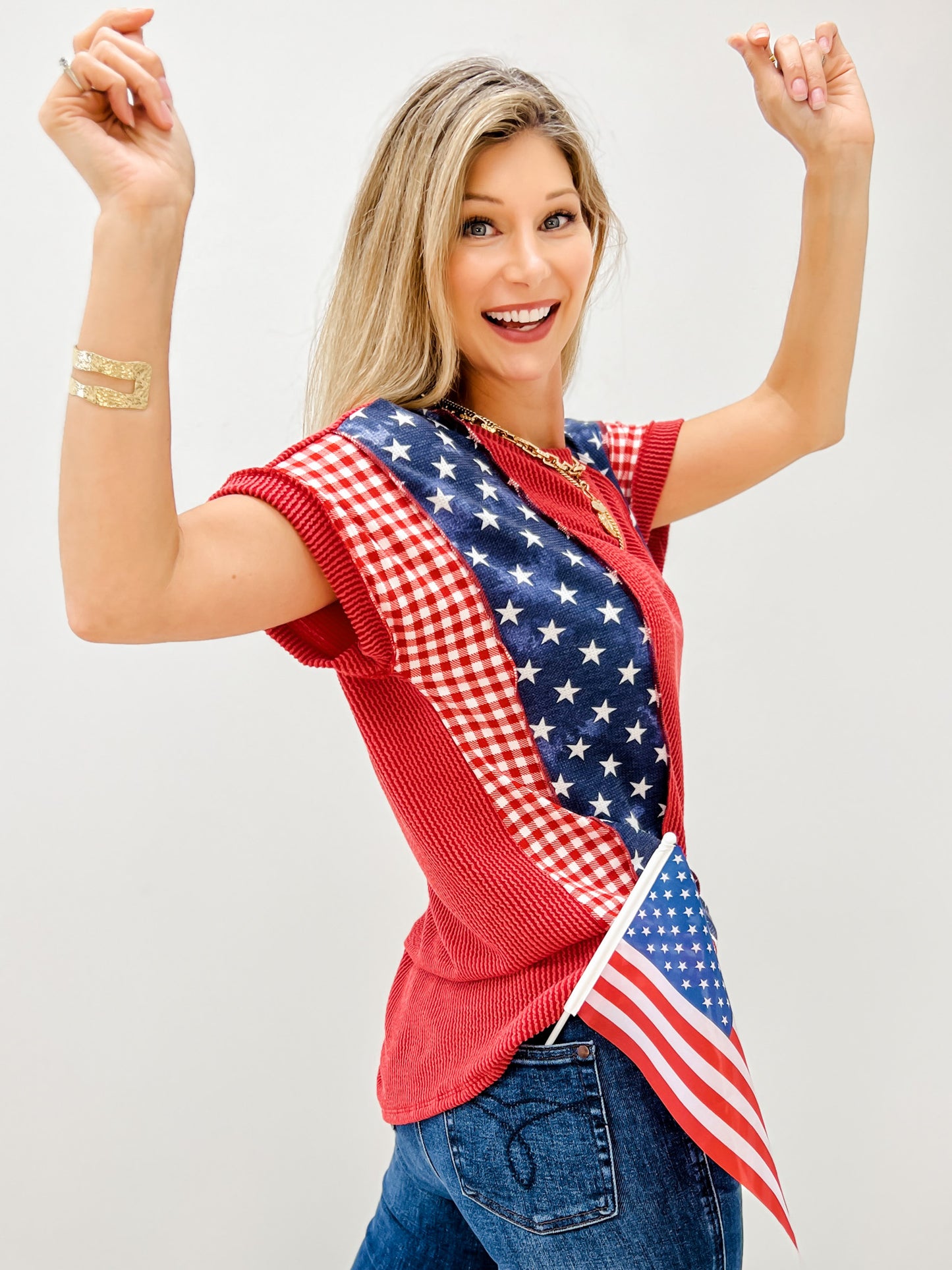 Red Short Sleeve Star Top