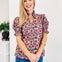 Floral Puff Sleeve Top With a Ruffle Accent Collar