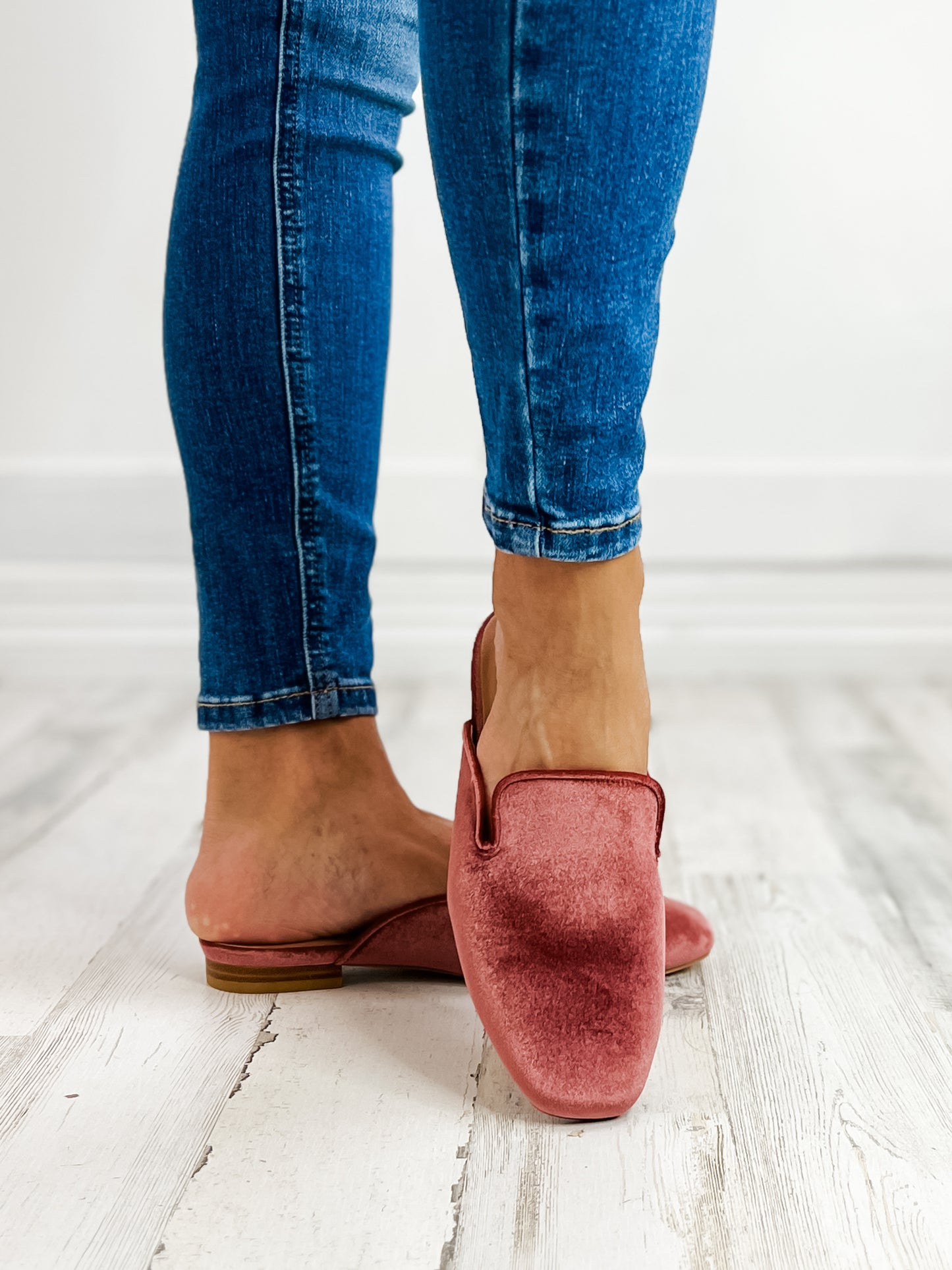 Corkys Spotlight Slip On Mule Shoes in Blush Velvet