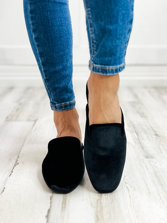 Corkys Spotlight Slip On Mule Shoes in Black Velvet