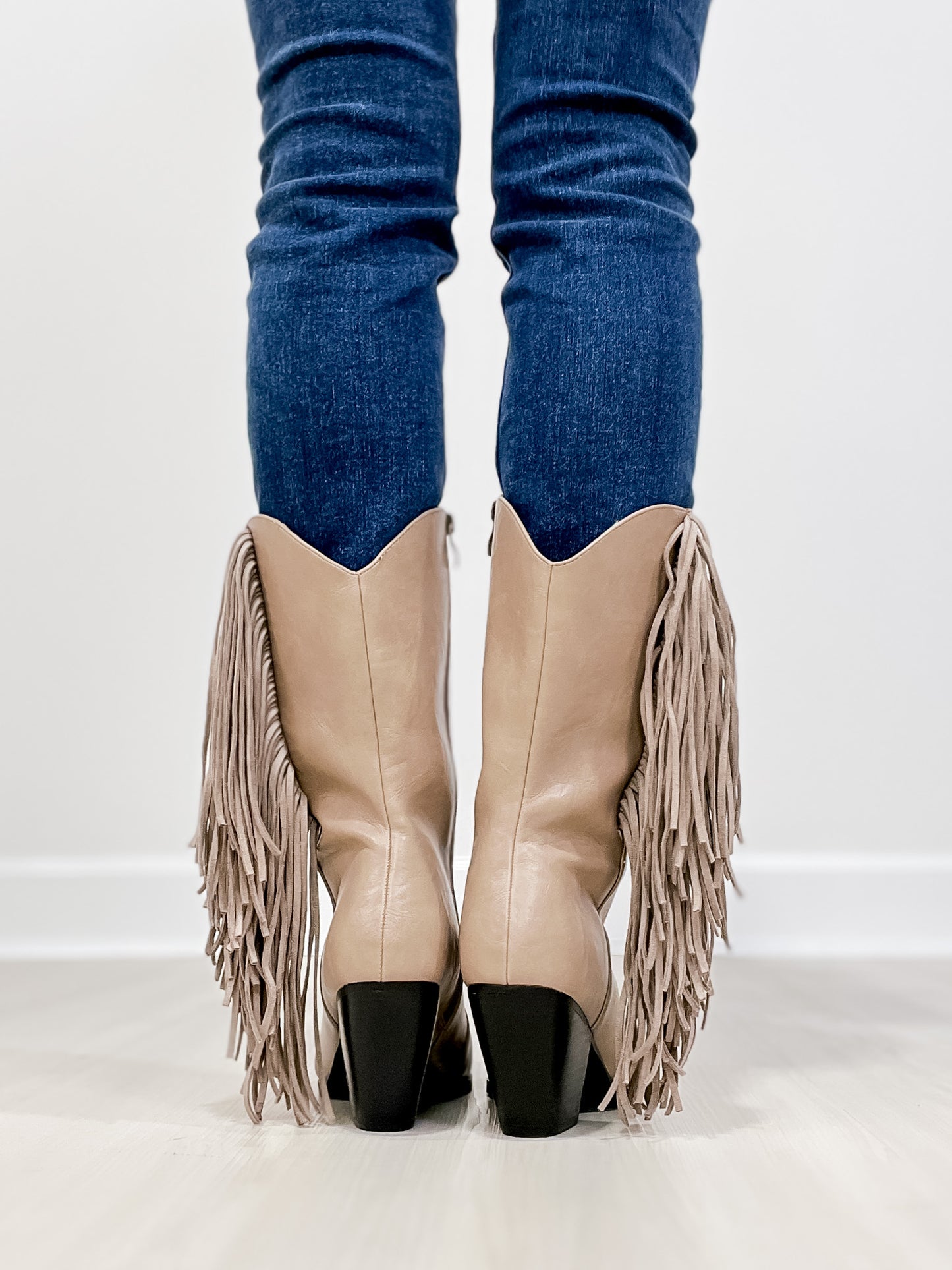 MCKENNA Fringe Western Boot in Taupe