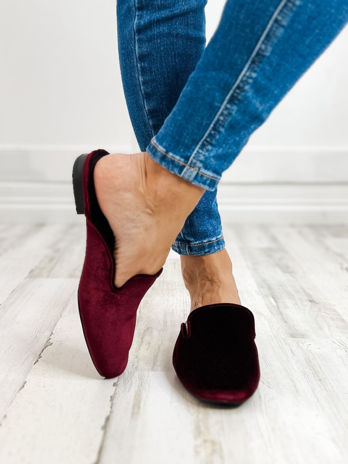 Corkys Spotlight Slip On Mule Shoes in Burgundy Velvet