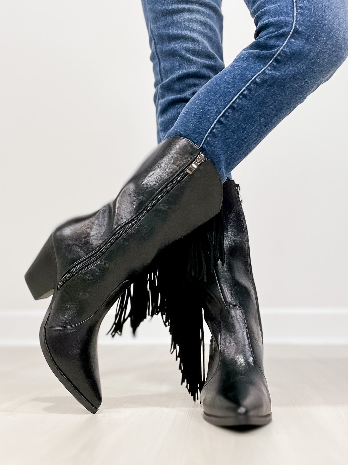 MCKENNA Fringe Western Boot in Black