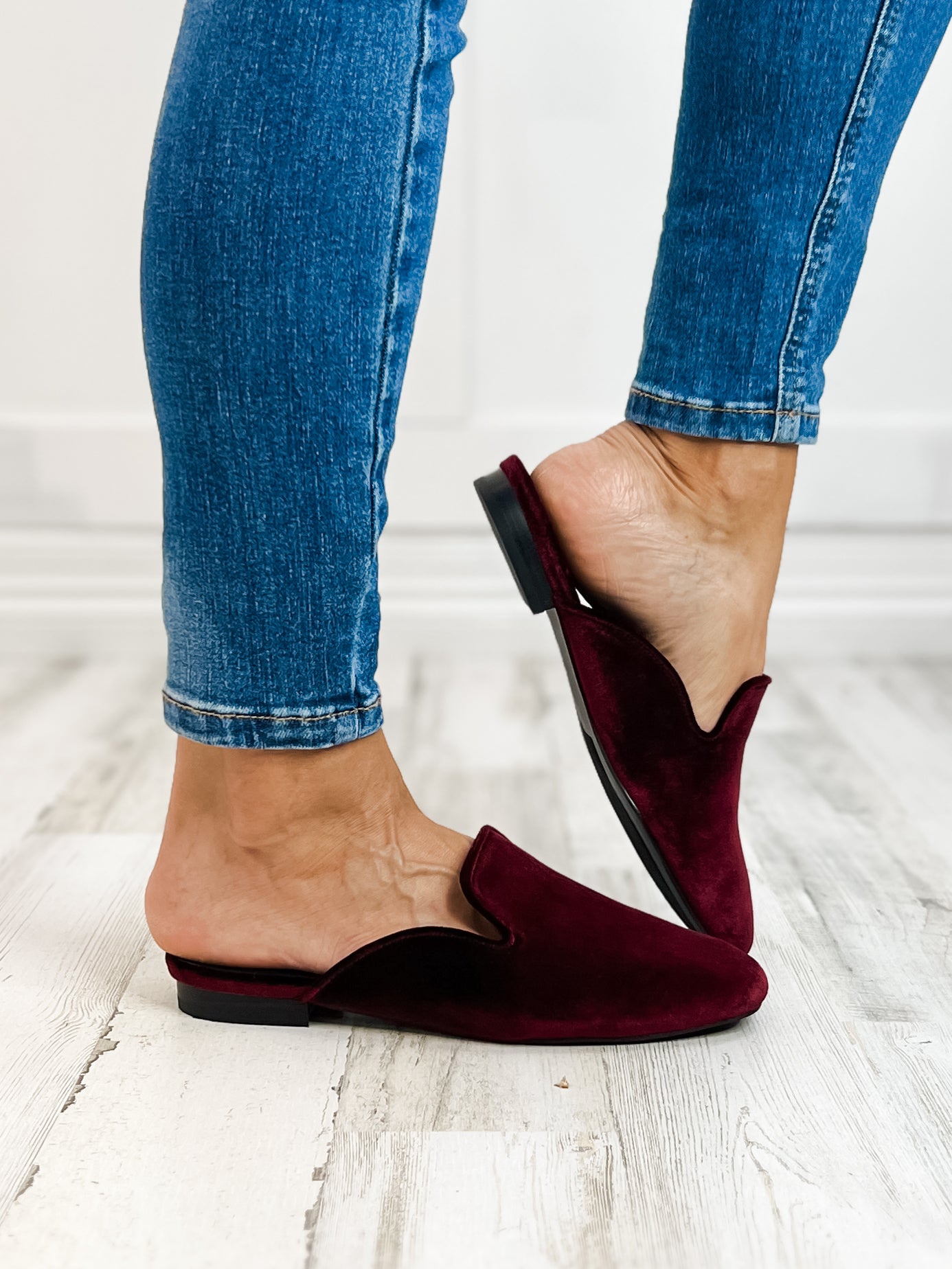 Corkys Spotlight Slip On Mule Shoes in Burgundy Velvet