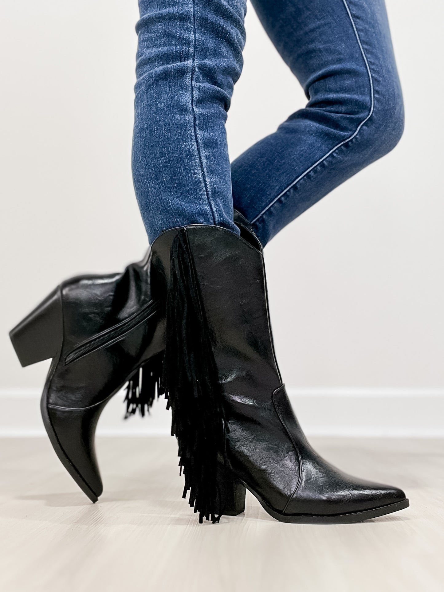 MCKENNA Fringe Western Boot in Black