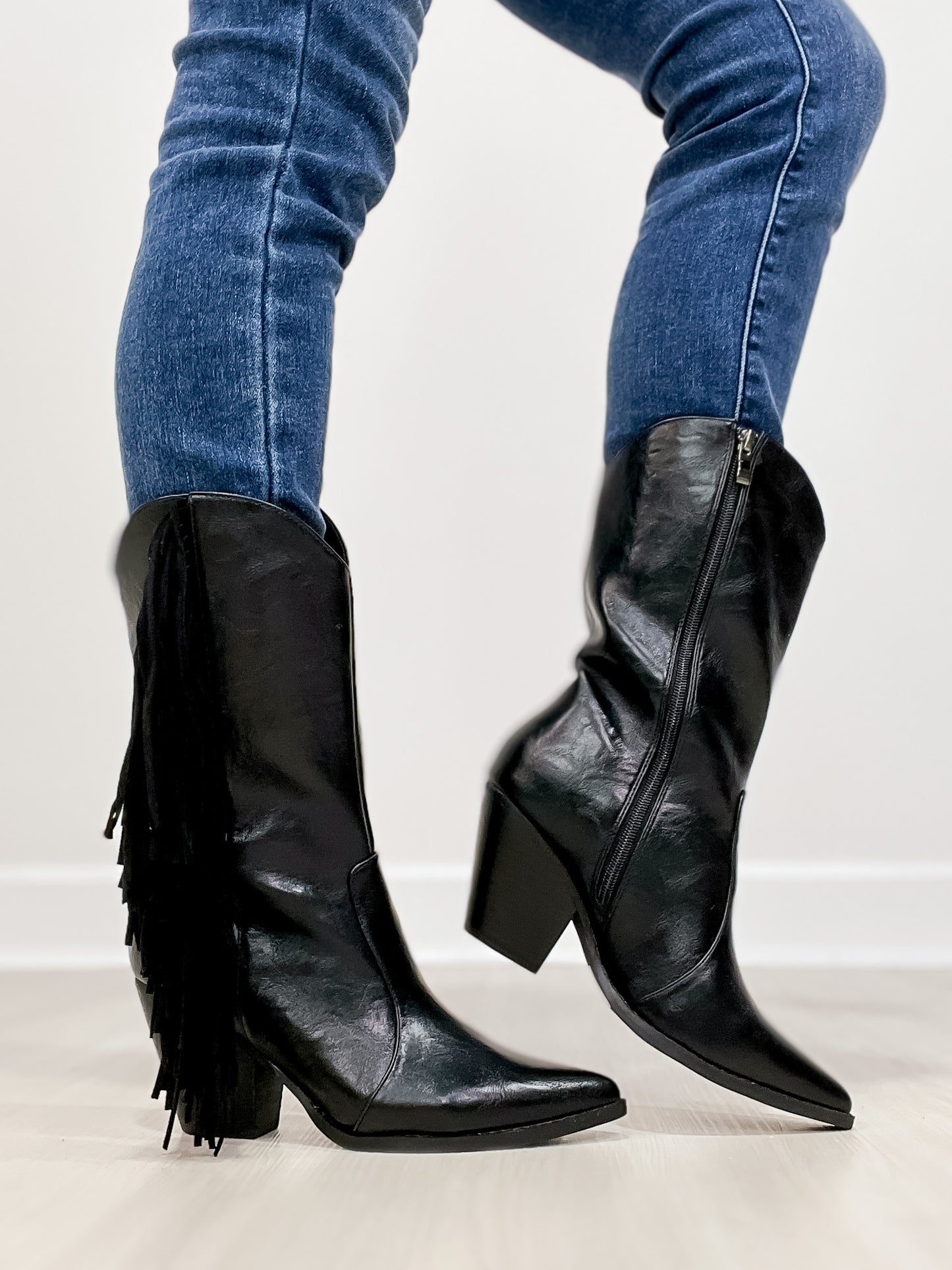 MCKENNA Fringe Western Boot in Black