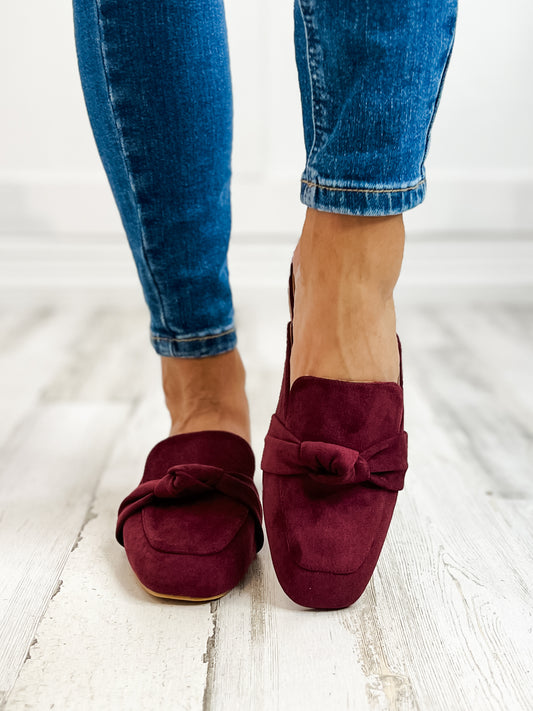 Corkys Clingy Mules in Burgundy Faux Suede