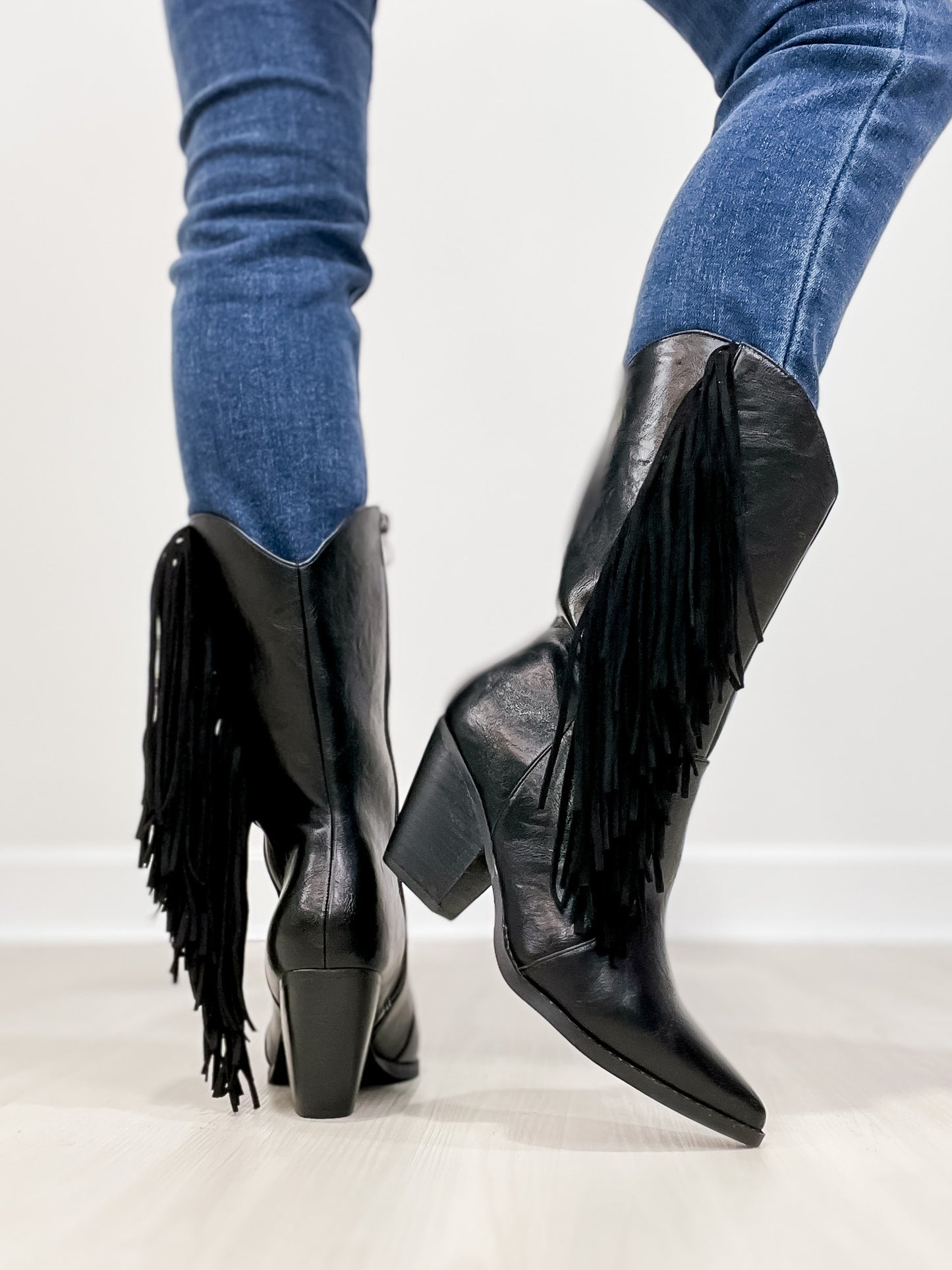 MCKENNA Fringe Western Boot in Black