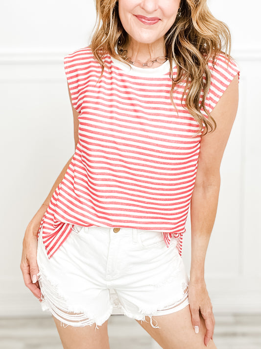 Sleeveless Striped Knit Top