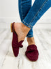 Corkys Clingy Mules in Burgundy Faux Suede