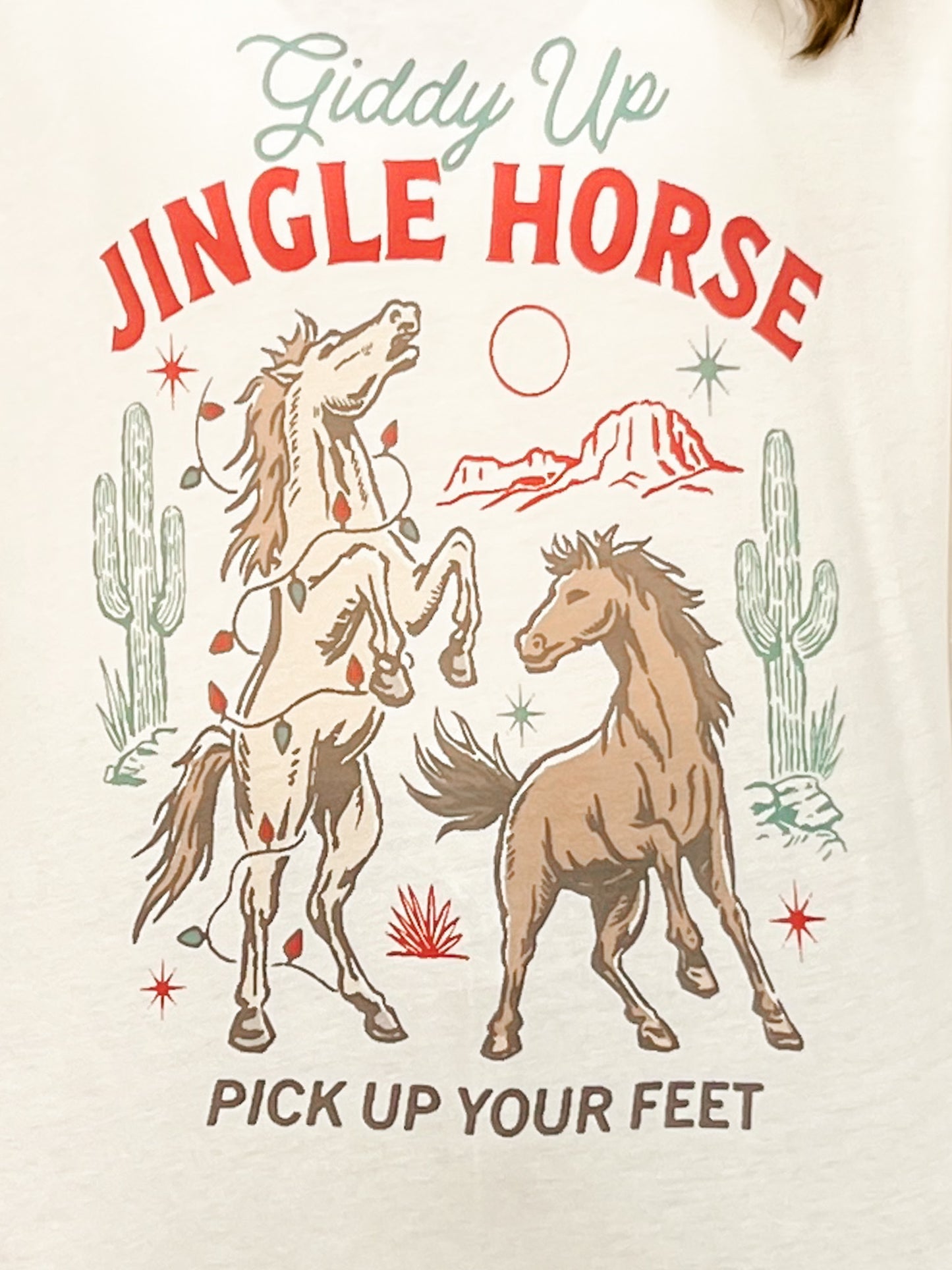 Giddy Up Jingle Horse Long Sleeve Graphic Tee
