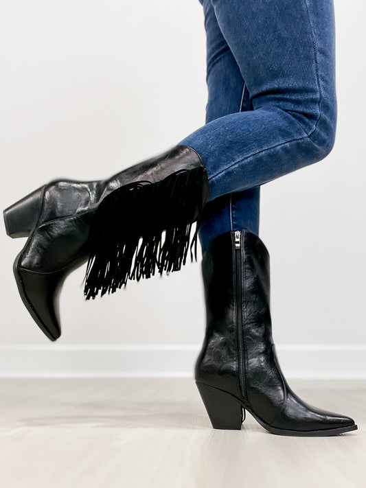 MCKENNA Fringe Western Boot in Black