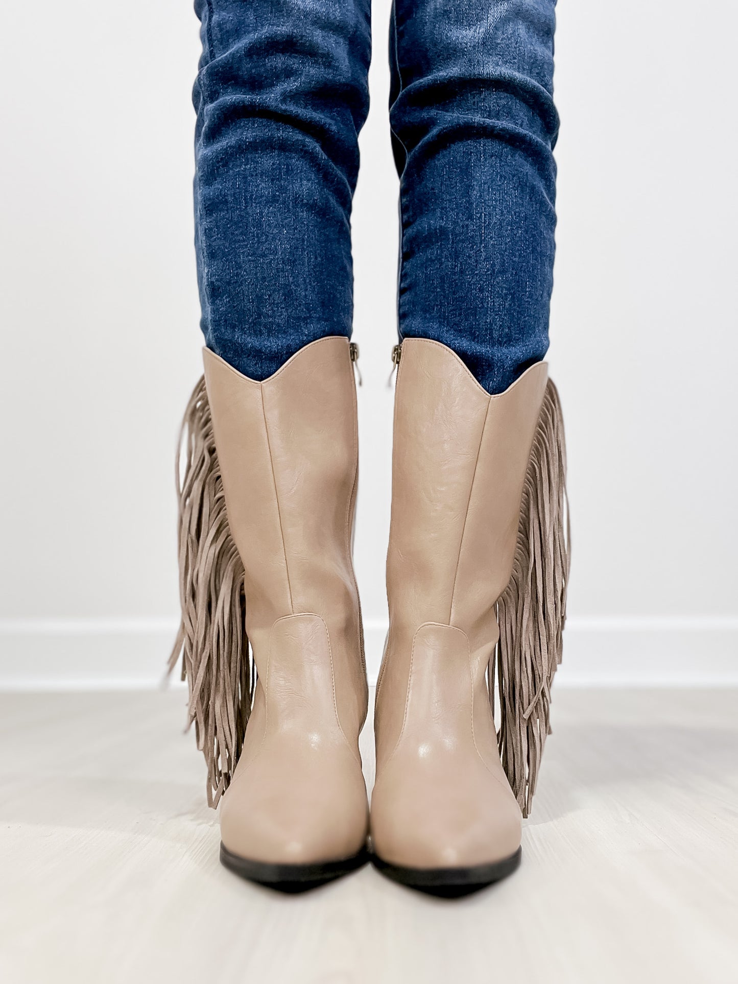 MCKENNA Fringe Western Boot in Taupe