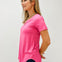 Pink Short Sleeve V Neck Top