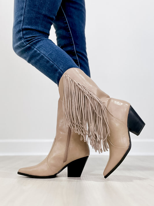 MCKENNA Fringe Western Boot in Taupe