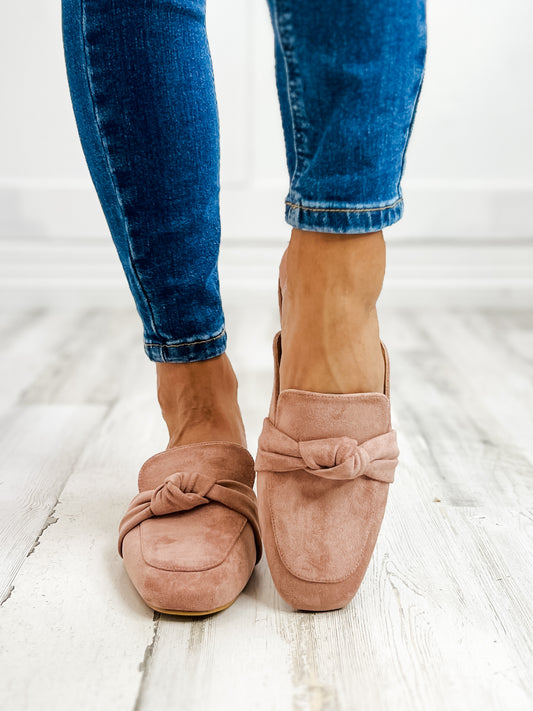 Corkys Clingy Mules in Blush Faux Suede