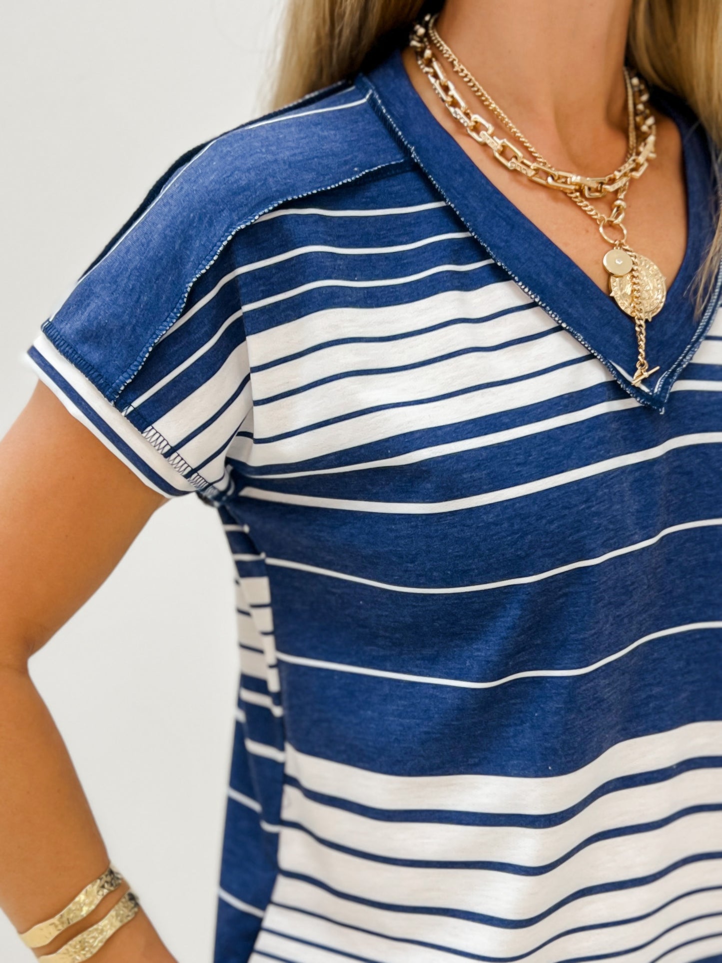 Short Sleeve Stripe Mini Dress