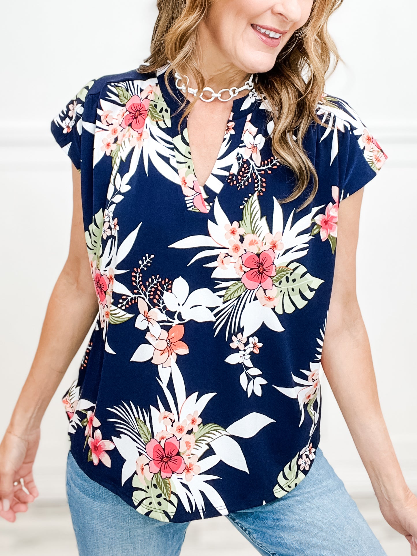 Tropical Print Knit Top