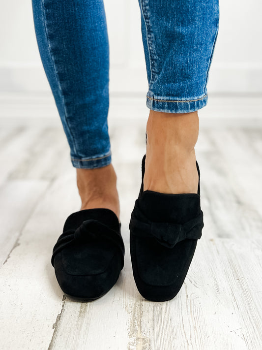 Corkys Clingy Mules in Black Faux Suede