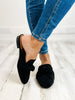 Corkys Clingy Mules in Black Faux Suede