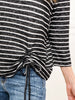 Round Neck Striped 3/4 Sleeve Top