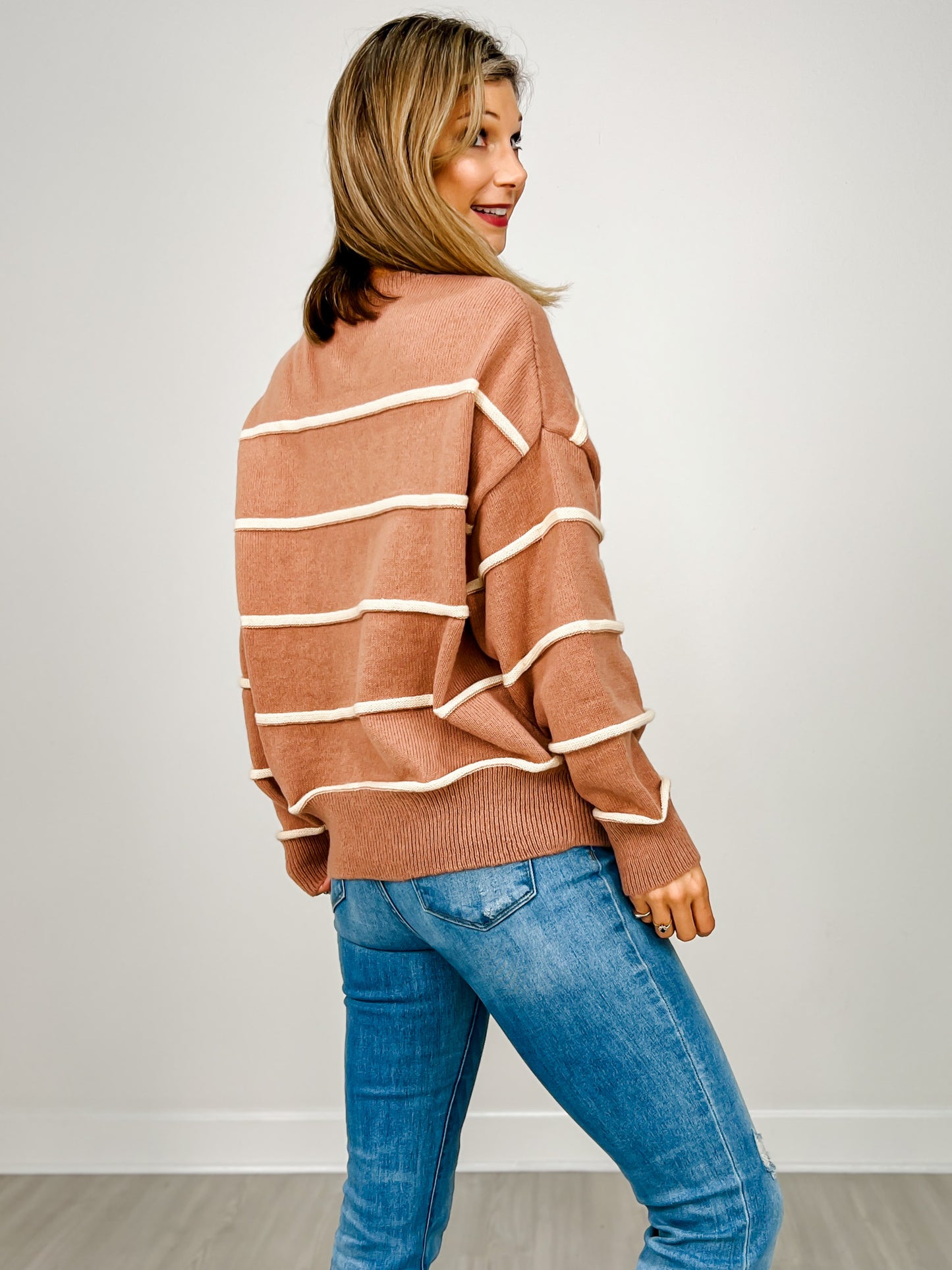 Multi Color 3d Line Oversized Sweater