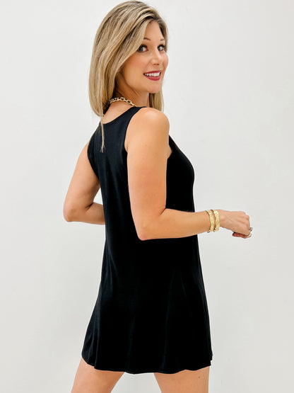 Black Sleeveless Sleeve Dress with Pockets