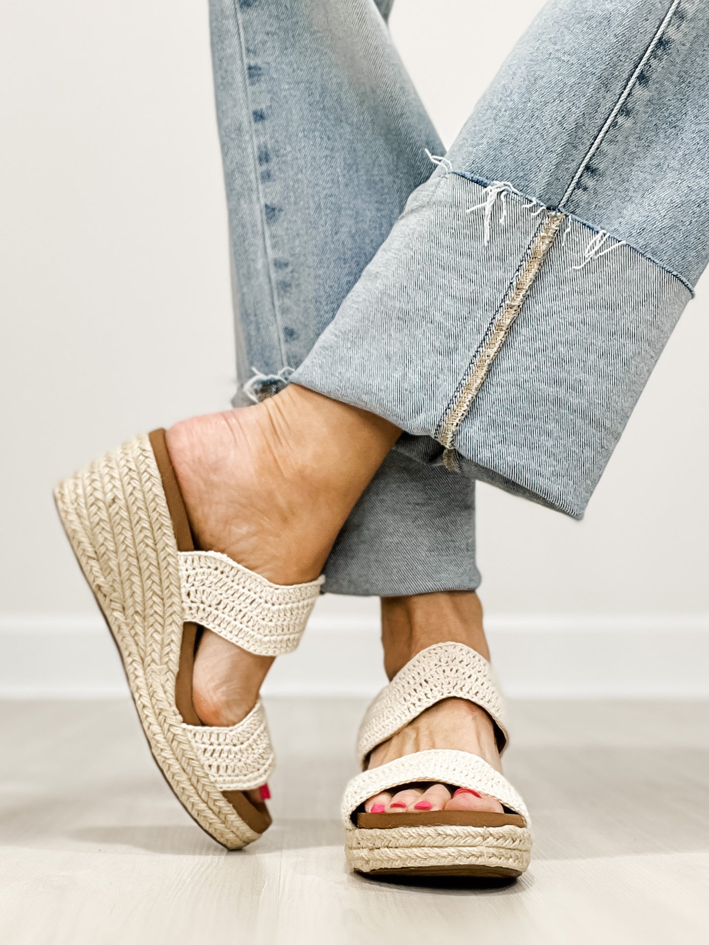Corkys Clueless Wedge Sandals in IVORY