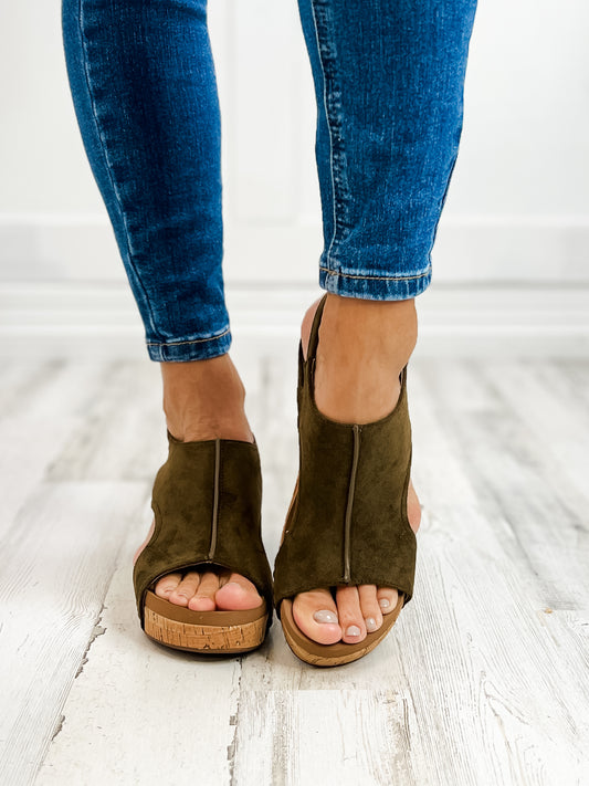 Corkys Carley KHAKI FAUX SUEDE Wedge Sandal