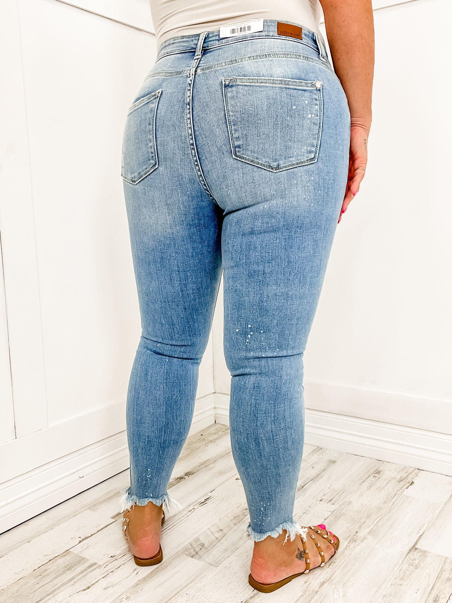 Judy Blue Black Splash Shark Bite Hem Jean