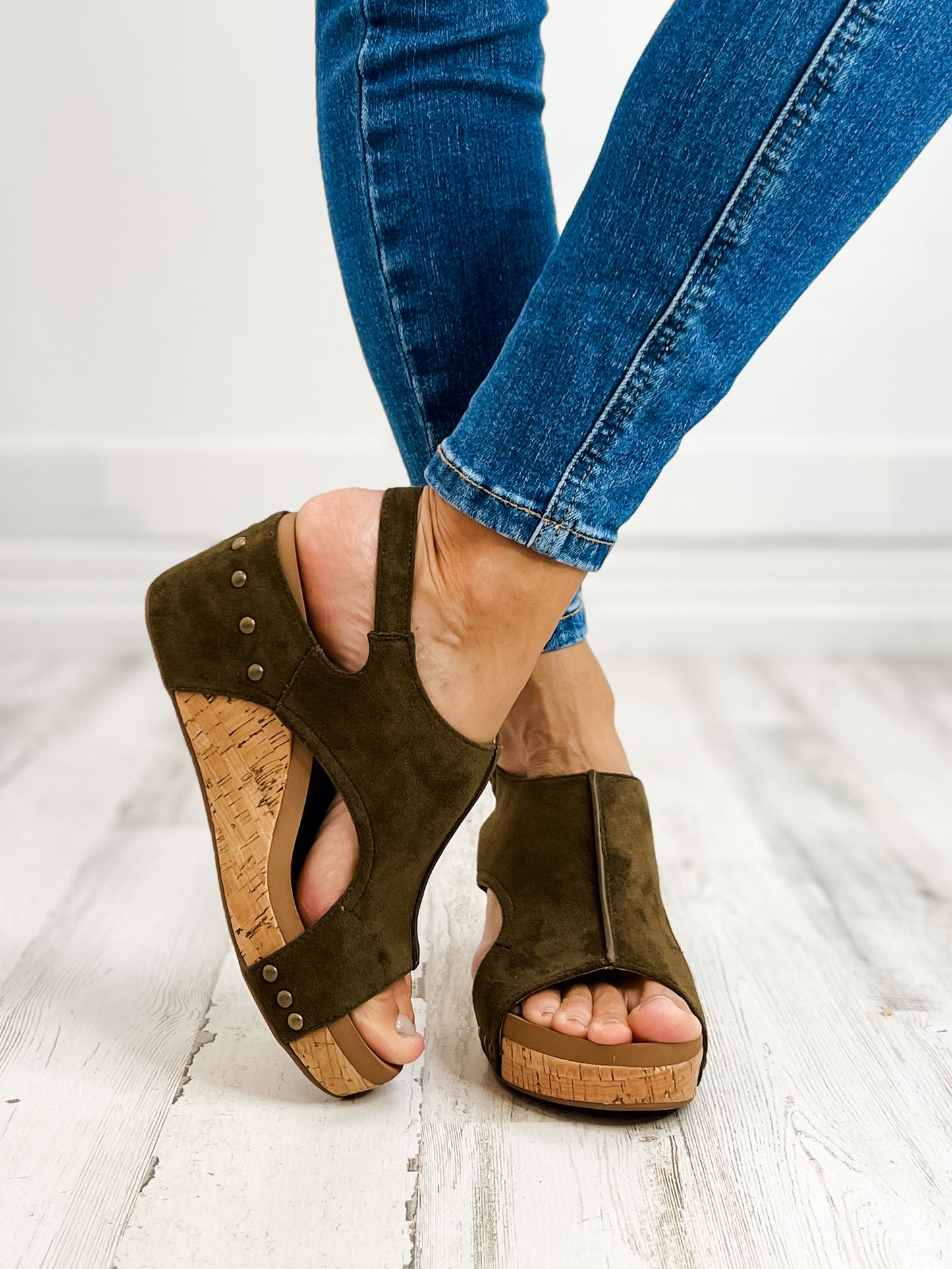 Corkys Carley KHAKI FAUX SUEDE Wedge Sandal