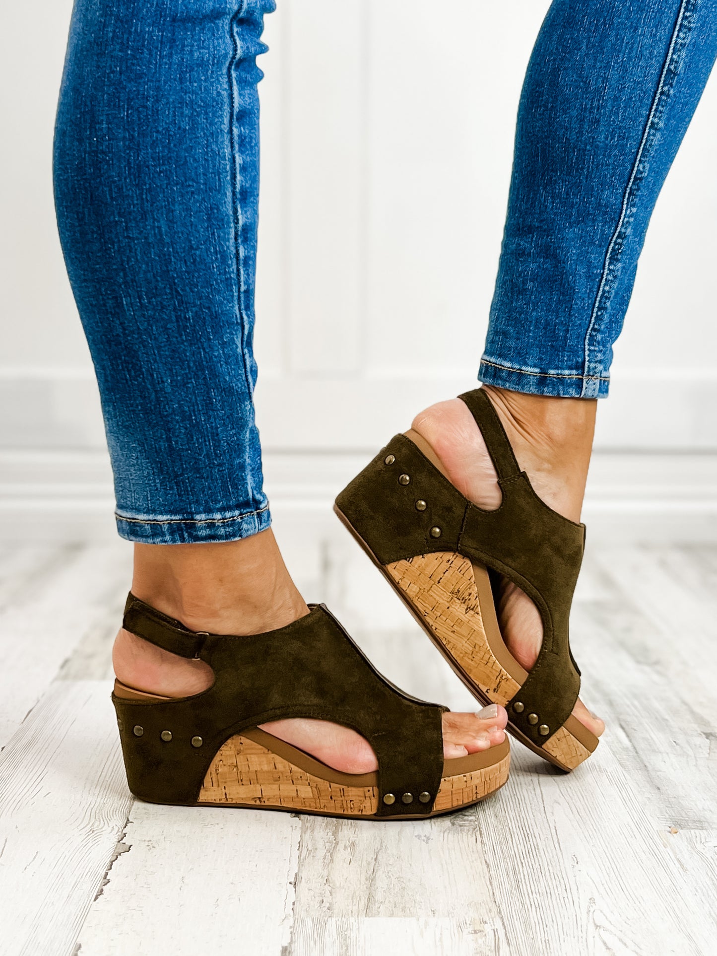 Corkys Carley KHAKI FAUX SUEDE Wedge Sandal