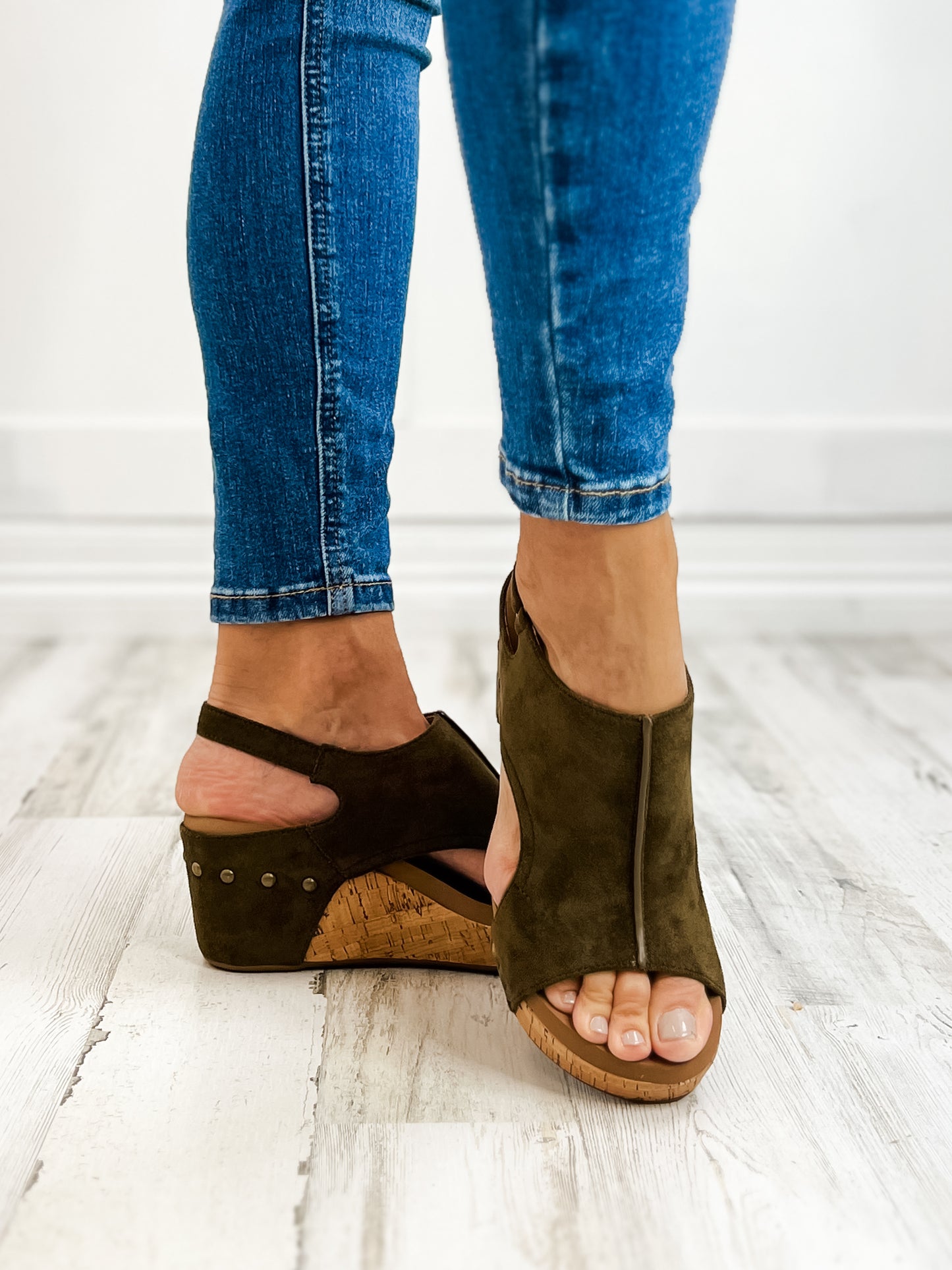 Corkys Carley KHAKI FAUX SUEDE Wedge Sandal