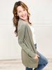 Cotton Blend Knit Open Front Cardigan with Front Pockets