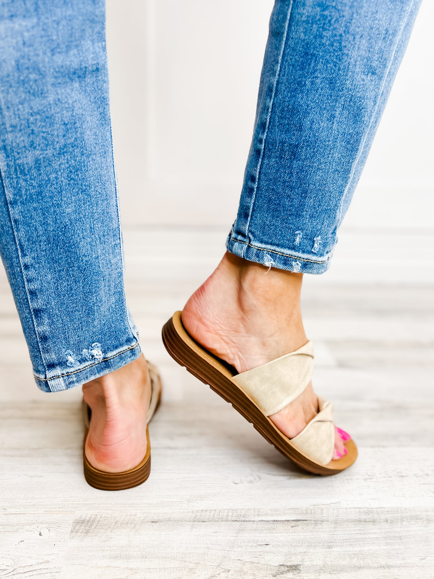 Corkys With A Twist Slip-On Sandals in Gold