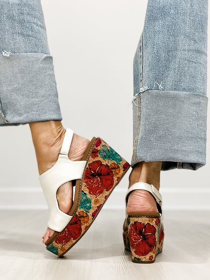 Corkys Freddie Wedge Sandals in WHITE