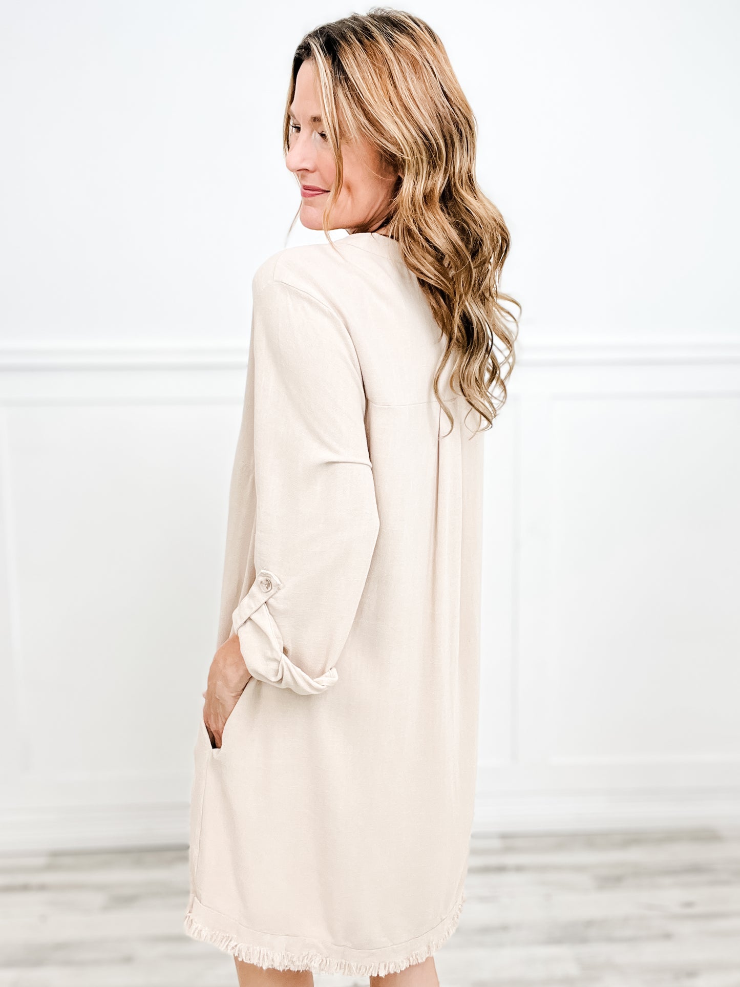 Linen Long Sleeve Dress