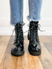 Corkys Cray Chunky Lace Up Boots in Black Patent
