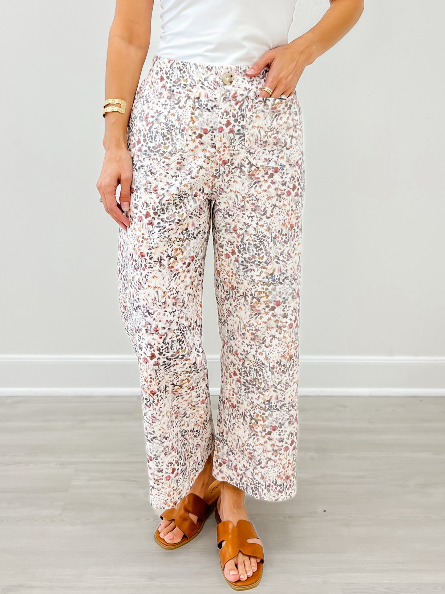 Wide Leg Floral Print Pants