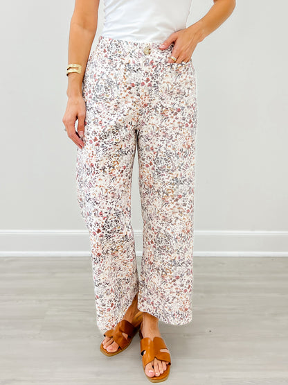 Wide Leg Floral Print Pants