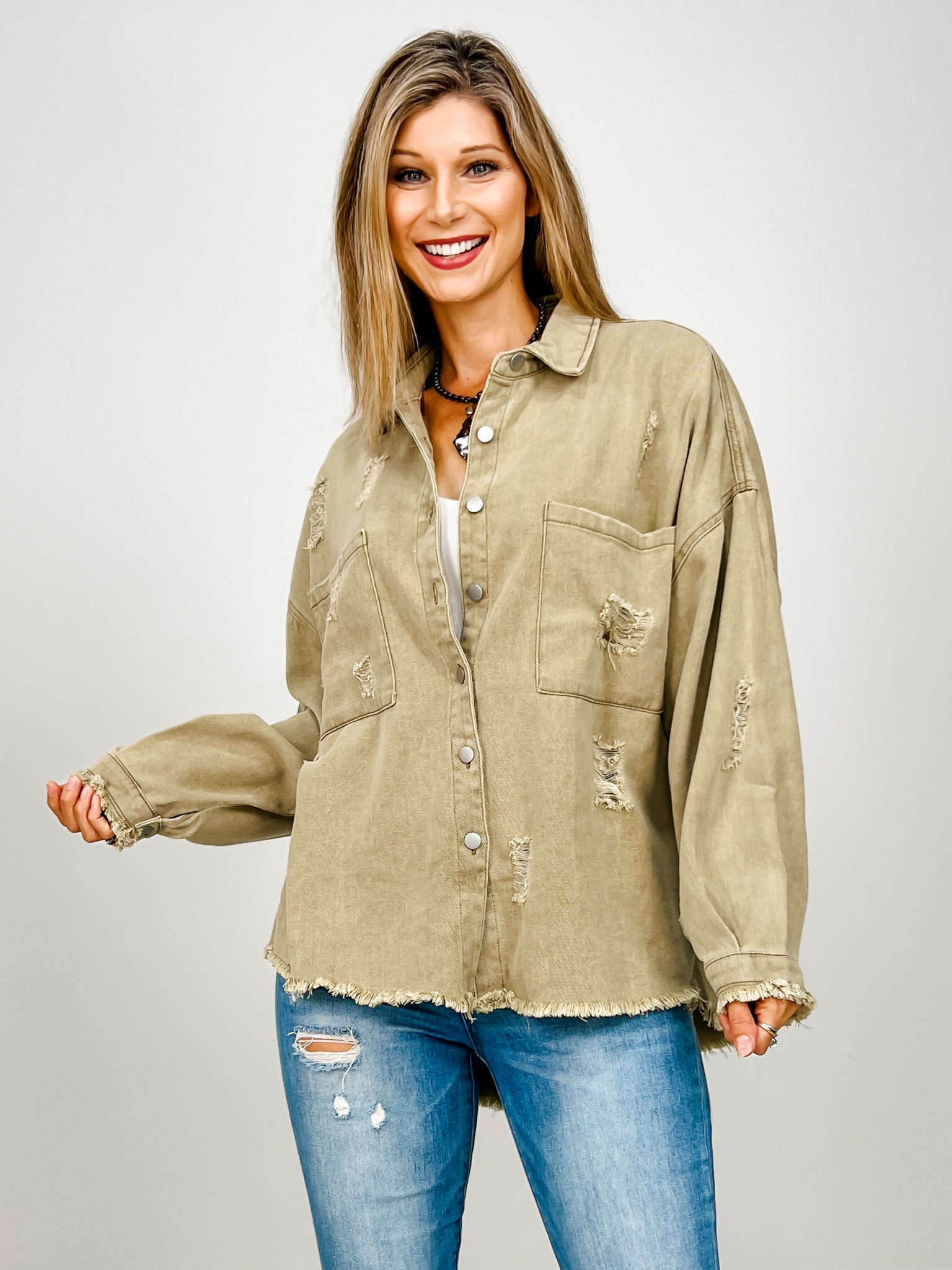 Oversized shirt with button closure