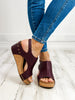 Corkys Carley BURGUNDY SMOOTH Wedge Sandal